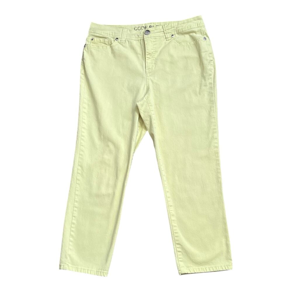 Code Bleu Ankle Crop Jeans Womens Size 10 Yellow Straight Leg 23.5" Inseam